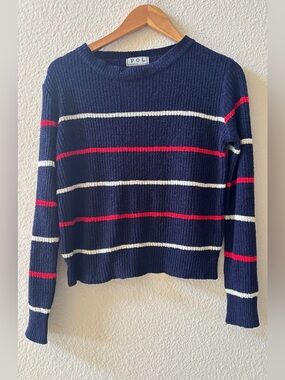 POL Striped Sweater Zipper Small
